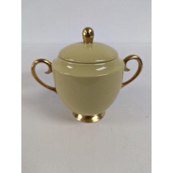 Flintridge Sylvan China Small Sugar Bowl and  Creamer Dish California Yellow - Picture 8 of 12